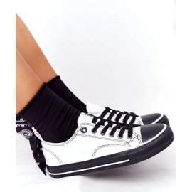 Adidași din piele pentru femei Big Star HH274147 Alb și negru 3