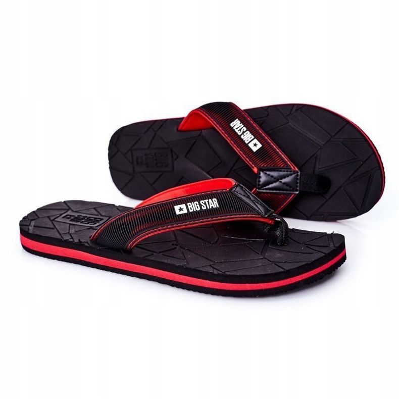Flip-flops negre pentru bărbați Big Star HH174820 negru roșu 1