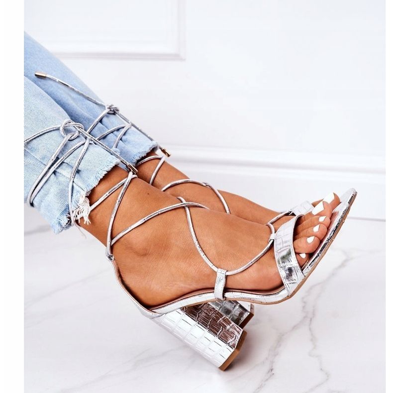 PS1 Sandale legate pe o bară de pasarelă de argint 1