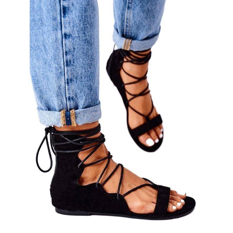 Sandale negre Lu Boo Gladiator negru 2