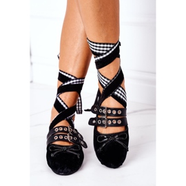 Tied Velour Lu Boo Ballerine negre negru 1