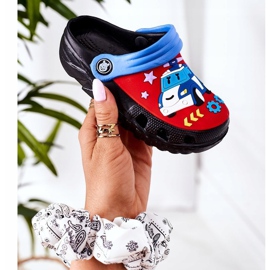 Papuci de spumă pentru copii Crocs Black Blue Oscar negru roșu albastru 2 Papuci de spumă pentru copii Crocs Black Blue Oscar negru roșu albastru 2