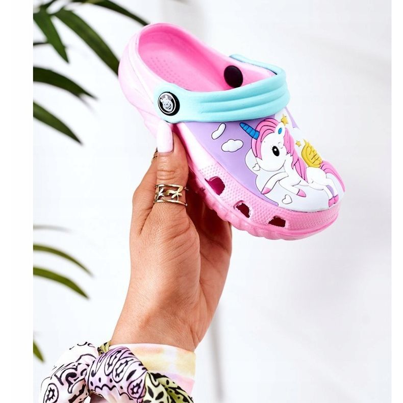 Papuci de spumă pentru copii Crocs roz turcoaz Oscar albastru 1 Papuci de spumă pentru copii Crocs roz turcoaz Oscar albastru 1