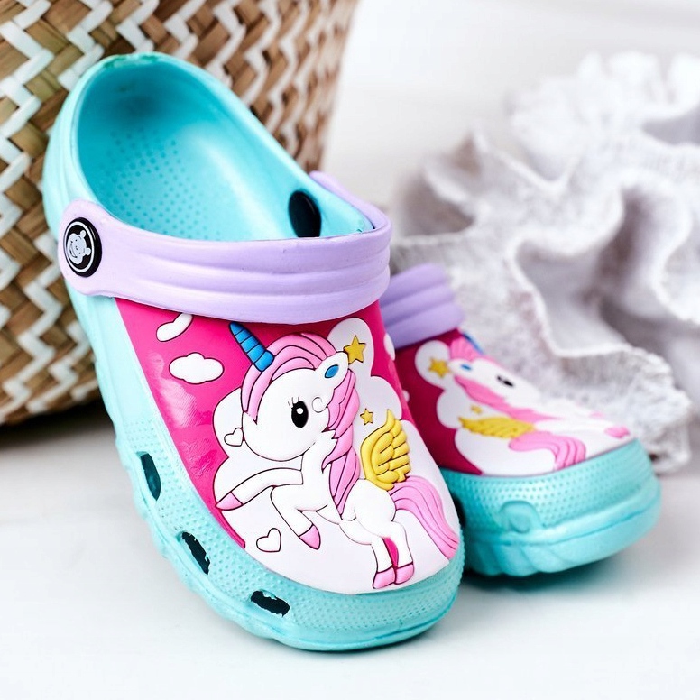 Papuci de spumă pentru copii Crocs Green Violet Oscar verde 2