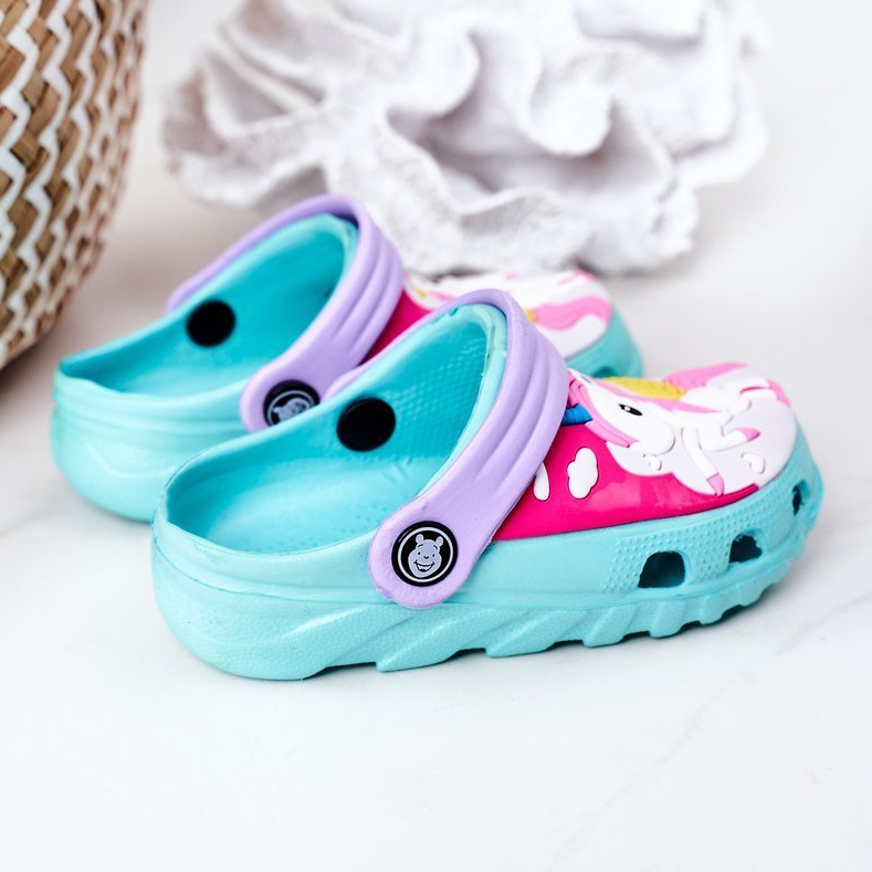 Papuci de spumă pentru copii Crocs Green Violet Oscar verde 1