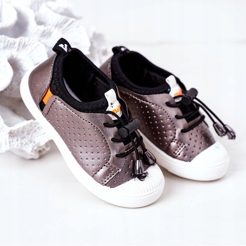 Adidași de joacă pentru copii, alunecați în argint negru gri 2