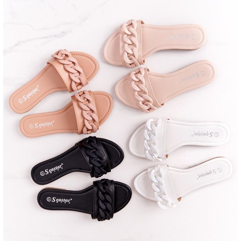 PS1 Papuci din piele cu lanț negru pas cu pas 2