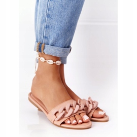 PS1 Papuci din piele cu cămilă cu lanț pas cu pas kaki 1