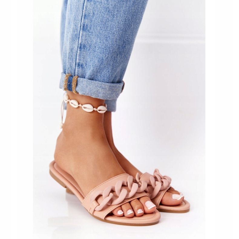 PS1 Papuci din piele cu cămilă cu lanț pas cu pas kaki 1