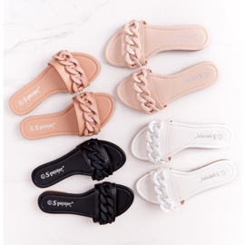 PS1 Papuci din piele cu un lanț bej pas cu pas 2