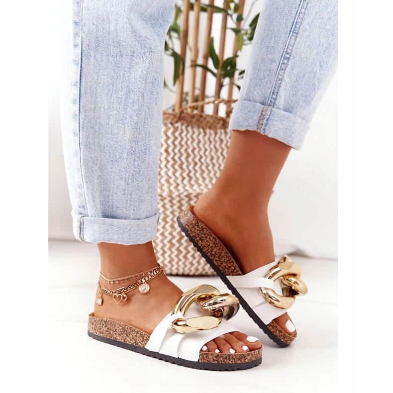 PS1 Flip Flops albi cu un lanț Last Dance 2