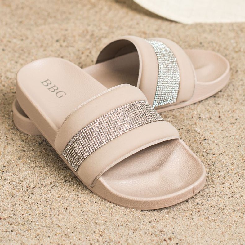 SHELOVET Papuci Cu Zirconiu Cubic bej 2