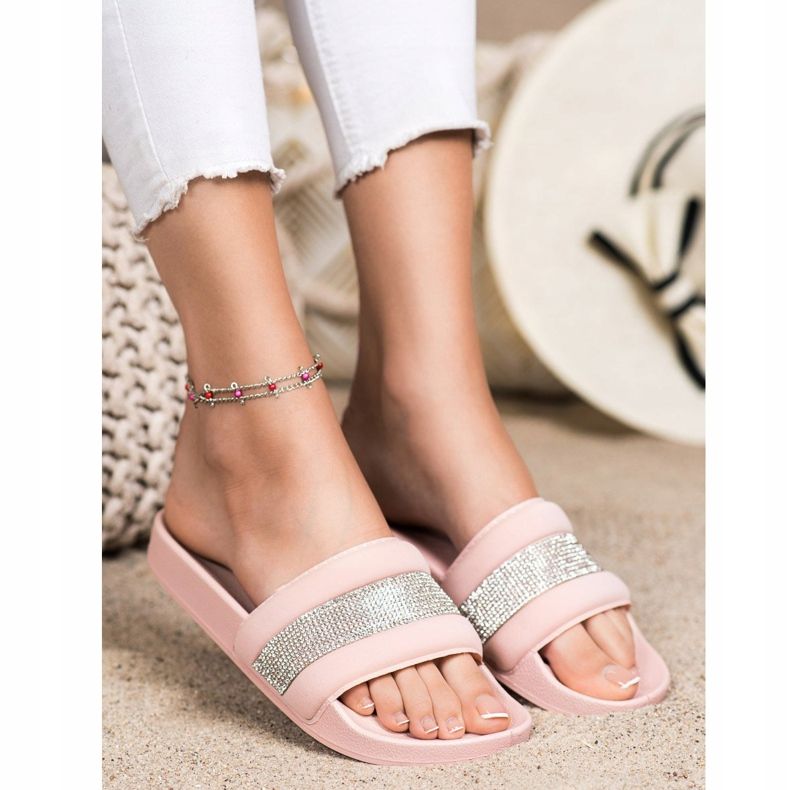 SHELOVET Papuci Cu Zirconiu Cubic roz 1