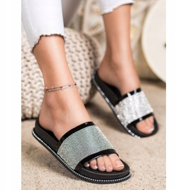 SHELOVET Papuci negri strălucitori negru 1