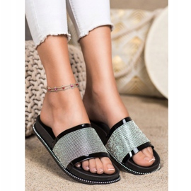 SHELOVET Papuci negri strălucitori negru 2