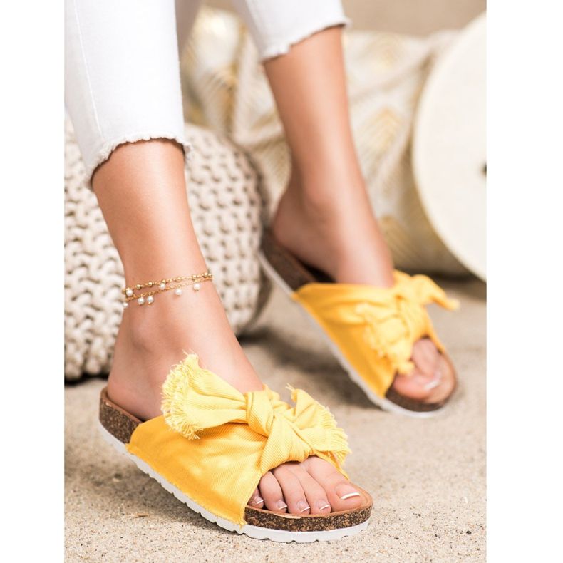 Forever Folie Papuci textile confortabili galben 1 Forever Folie Papuci textile confortabili galben 1