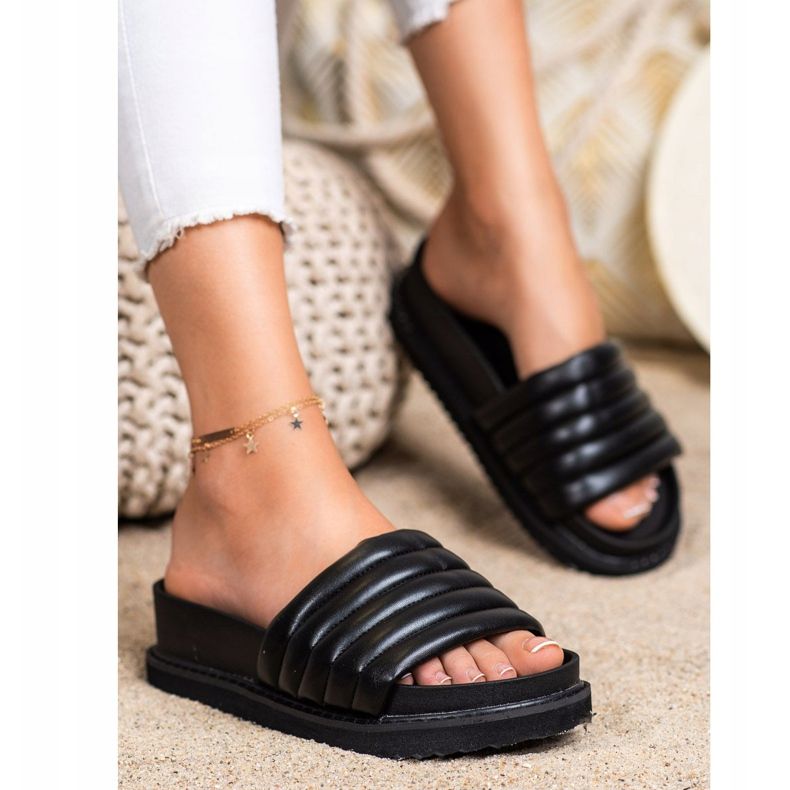 Seastar Papuci din piele ecologică ușoară negru 1