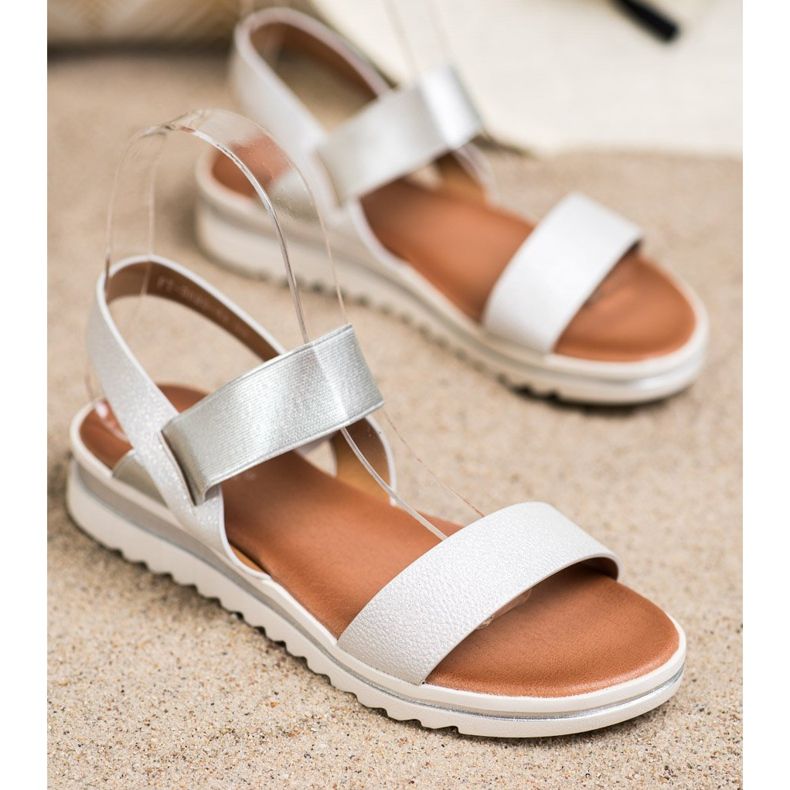 Best Shoes Sandale slip-on la modă argint 2