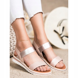 Best Shoes Sandale slip-on la modă roz de aur 1