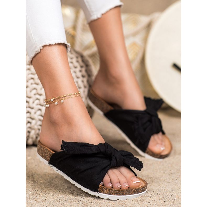 Forever Folie Papuci textile confortabili negru 1 Forever Folie Papuci textile confortabili negru 1