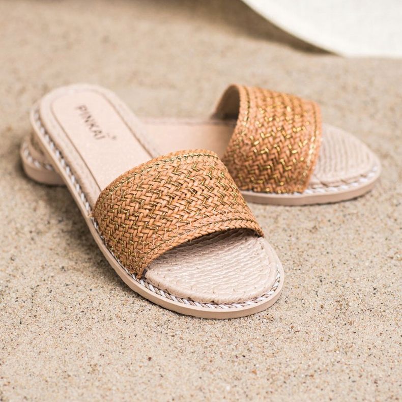 SHELOVET Papuci casual împletiți bej 2