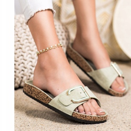 Anesia Paris Papuci casual din piele de căprioară verde 1