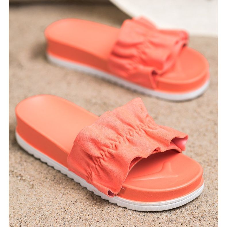 SHELOVET Papuci Coral Pe Platforma portocale roz 1