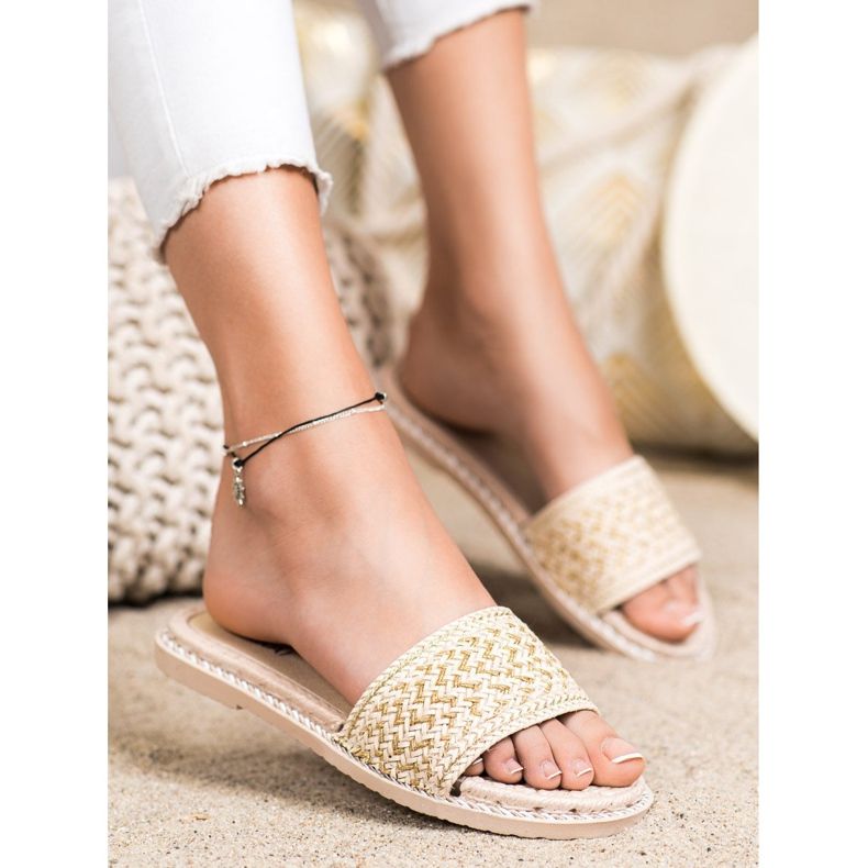 SHELOVET Papuci casual împletiți bej 1