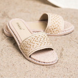 SHELOVET Papuci casual împletiți bej 2