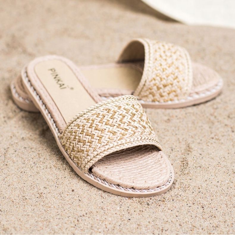 SHELOVET Papuci casual împletiți bej 2