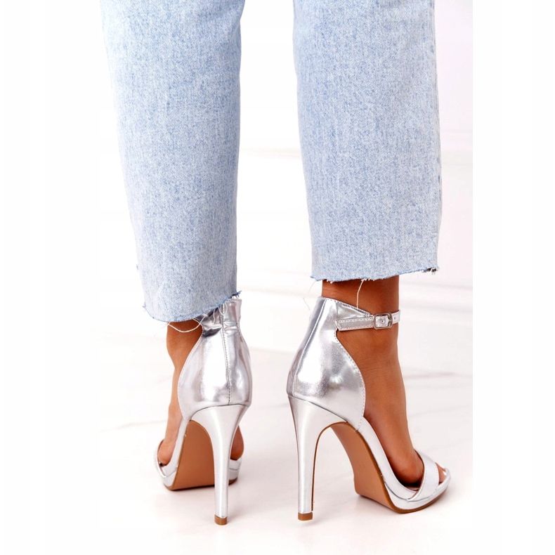 PG1 Sandale elegante pe toc argintiu glamour 3