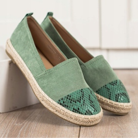 Bestelle Espadrile cu insert cu imprimeu șarpe verde 1 Bestelle Espadrile cu insert cu imprimeu șarpe verde 1