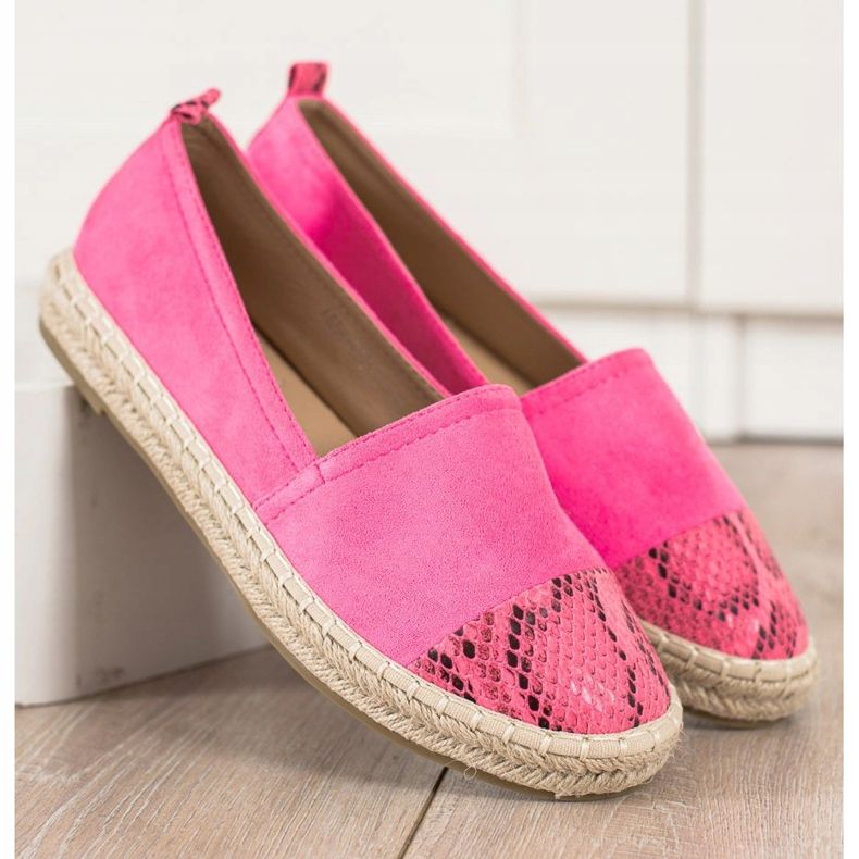 Bestelle Espadrile cu insert cu imprimeu șarpe roz 1 Bestelle Espadrile cu insert cu imprimeu șarpe roz 1