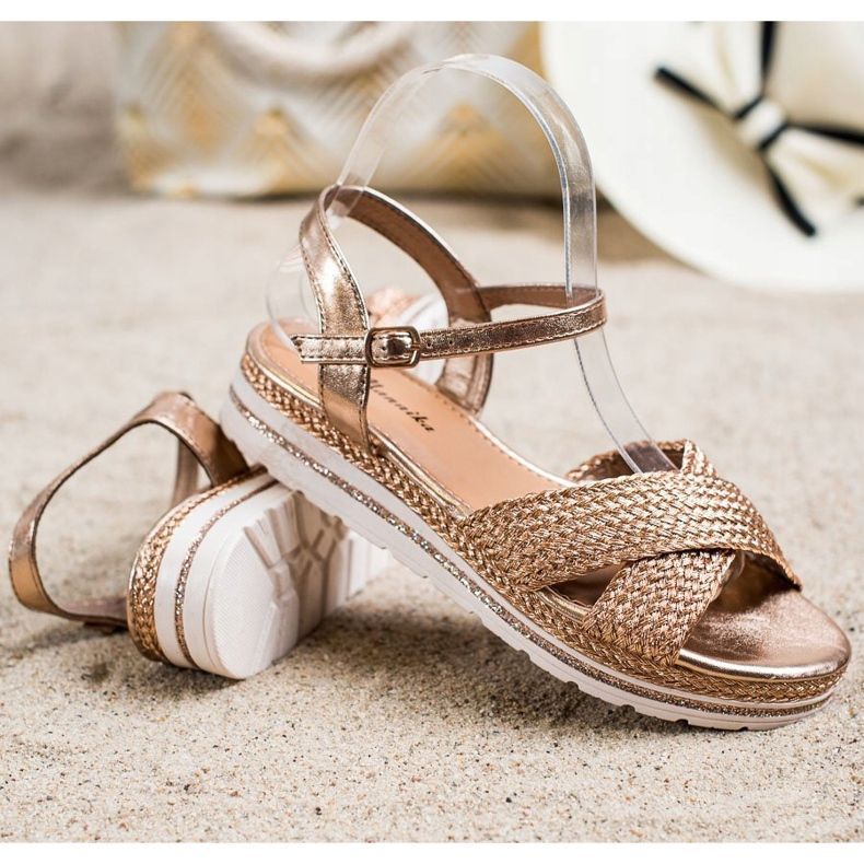 Mannika Sandale de aur pe platformă 1