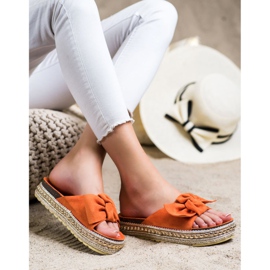 SHELOVET Papuci cu espadrile cu fundita portocale 2