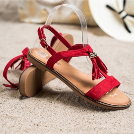 Groto Gogo Sandale roșii cu franjuri roșu 1 Groto Gogo Sandale roșii cu franjuri roșu 1