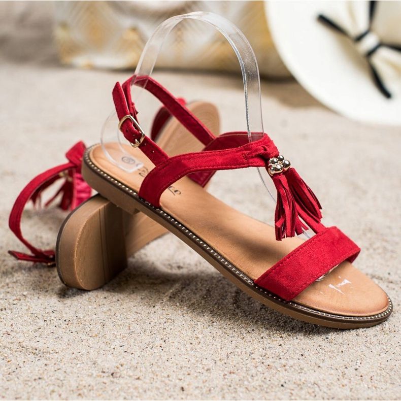 Groto Gogo Sandale roșii cu franjuri roșu 1 Groto Gogo Sandale roșii cu franjuri roșu 1