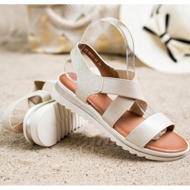 Best Shoes Sandale alunecoase cu sclipici de aur 1