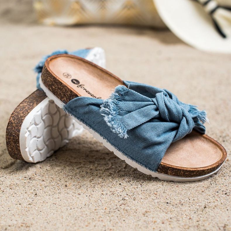 Forever Folie Papuci textile confortabili albastru 1