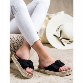 SHELOVET Papuci Espadrile Cu Arc negru 1