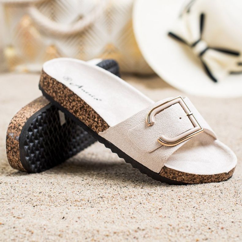 Anesia Paris Papuci casual din piele de căprioară bej 1