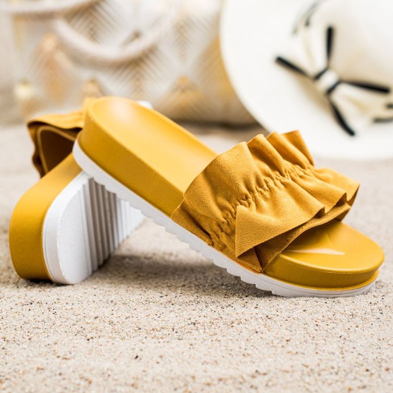 SHELOVET Papuci de muștar pe platformă galben 1