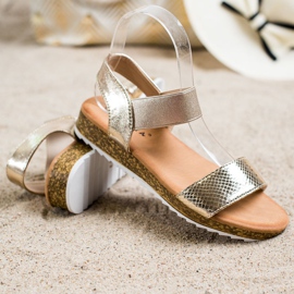 Kayla Sandale din piele ecologică strălucitoare de aur 1