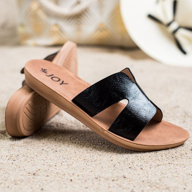 SHELOVET Papuci din piele ecologică negru 1