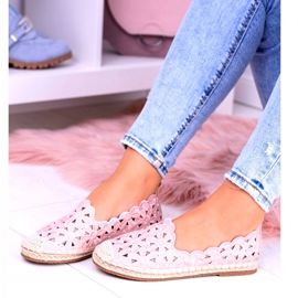 Balerini Lu Boo pentru femei Espadrile roz Flori Macarena 2