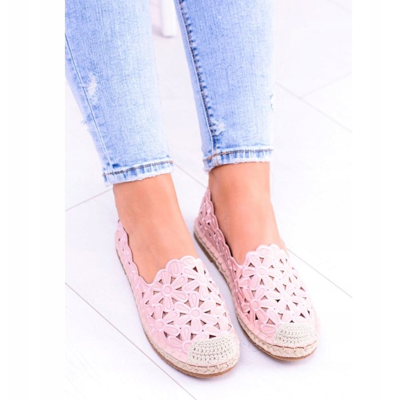 Balerini Lu Boo pentru femei Espadrile roz Flori Macarena 4
