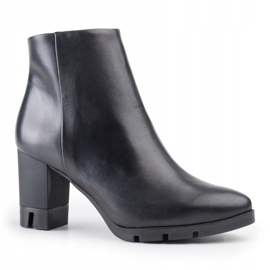 Marco Shoes Cizme îndrăznețe din piele naturală cu toc gros negru 1