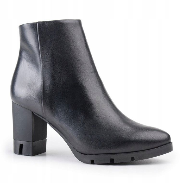 Marco Shoes Cizme îndrăznețe din piele naturală cu toc gros negru 1