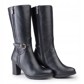 Marco Shoes Cizme clasice din piele neagră neagră cu catarame și curele suplimentare negru 1