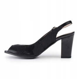 Marco Shoes Sandale fără vârf și toc din piele neagră cu dungi negru 2